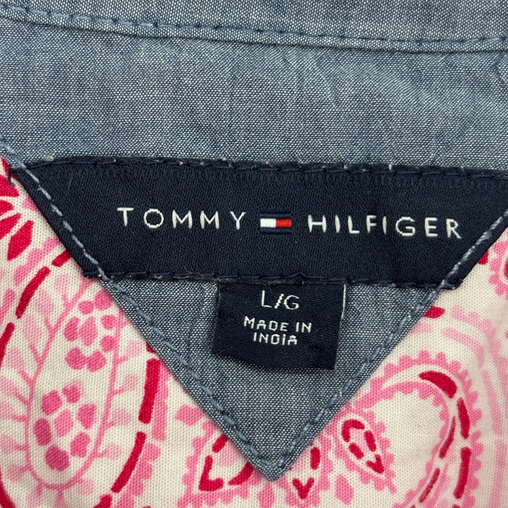 Tommy Hilfiger Womens Large Button Front Shirt Pink Paisley Bandana Long Sleeves - Picture 3 of 8